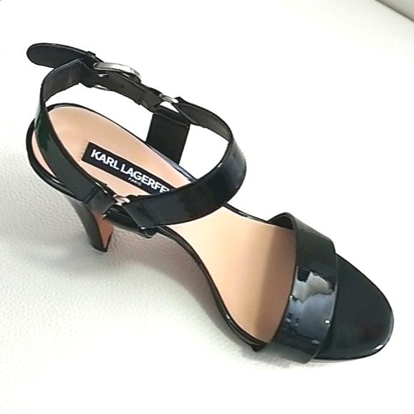 Karl Lagerfeld Paris Cieone Patent Leather Dress Sandals - Picture 2 of 8